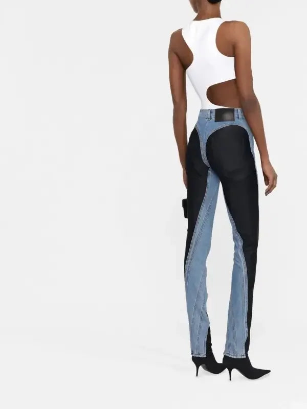 Fashionsarah.com Denim Contrast Pencil Pants