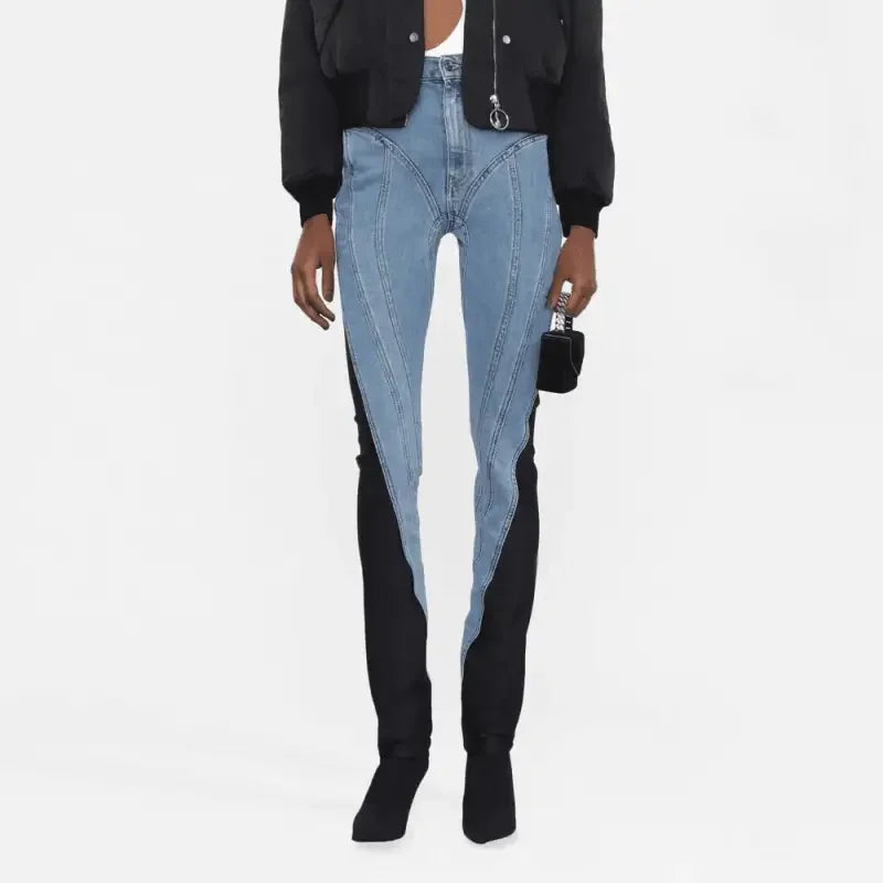 Fashionsarah.com Denim Contrast Pencil Pants