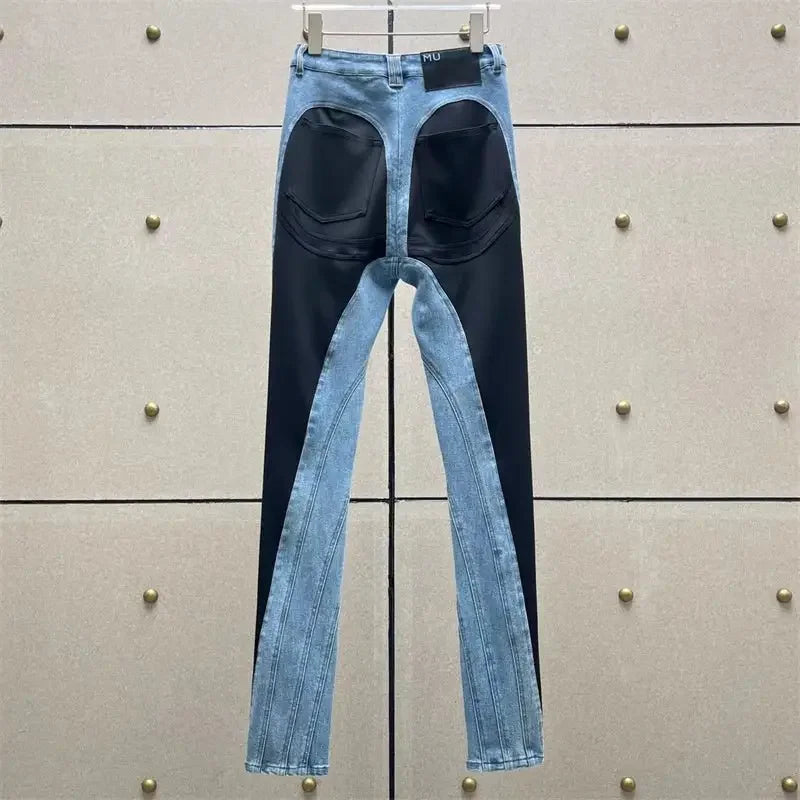 Fashionsarah.com Denim Contrast Pencil Pants