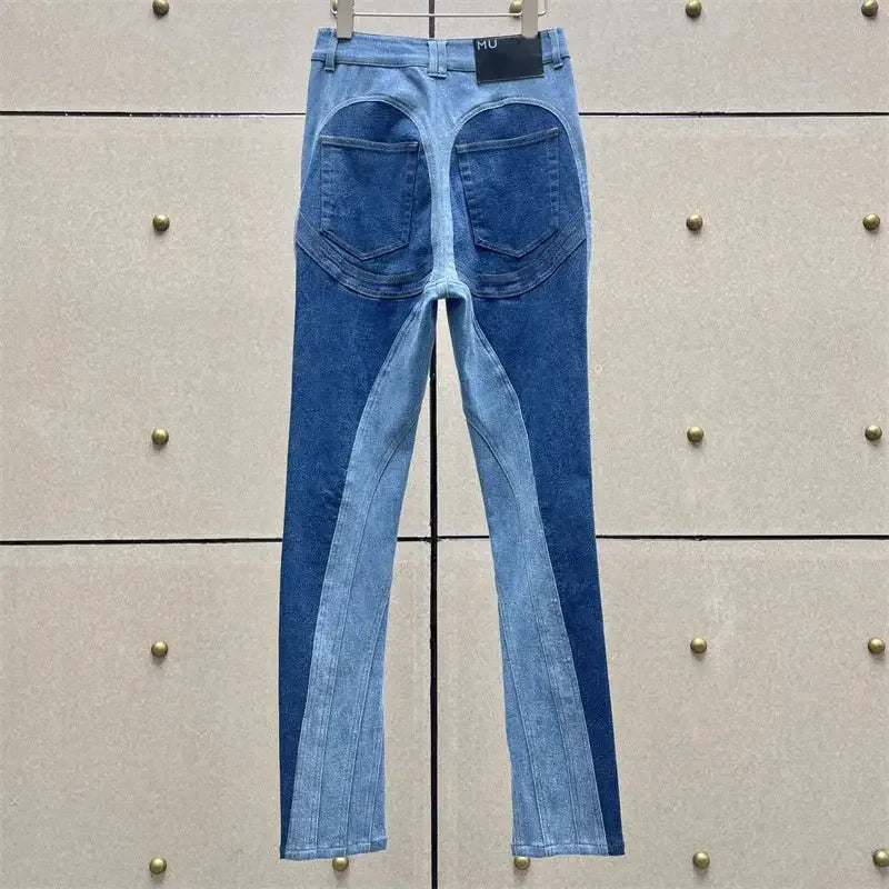 Denim Contrast Pencil Pants | Fashionsarah.com