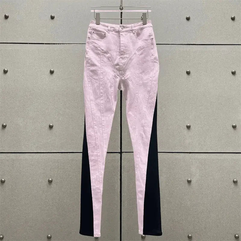 Denim Contrast Pencil Pants | Fashionsarah.com