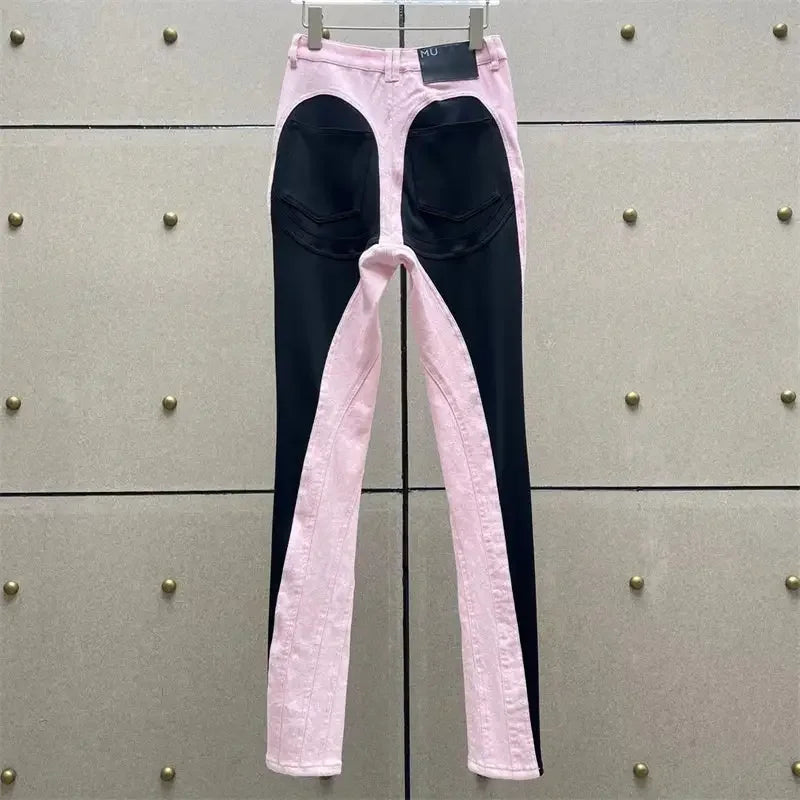 Denim Contrast Pencil Pants | Fashionsarah.com