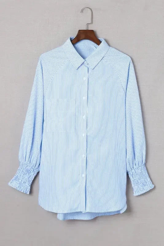 Women Striped Boyfriend Shirt with Pocket | Fashionsarah.com