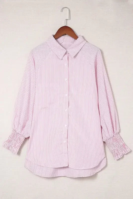 Women Striped Boyfriend Shirt with Pocket | Fashionsarah.com