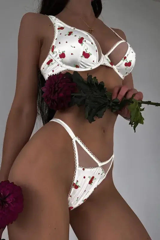 Romantic Mesh Cutout Satin Set | Fashionsarah.com