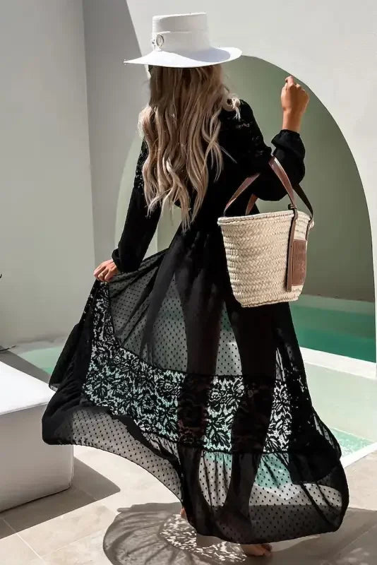 Black Polka Dot Beach Cover-up | Fashionsarah.com