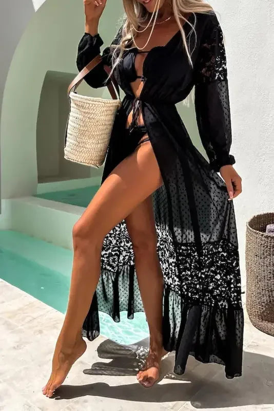 Black Polka Dot Beach Cover-up | Fashionsarah.com