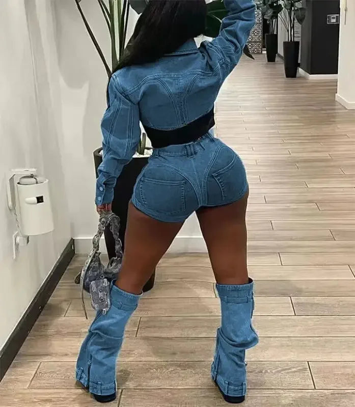 Denim Matching Pant Set | Fashionsarah.com