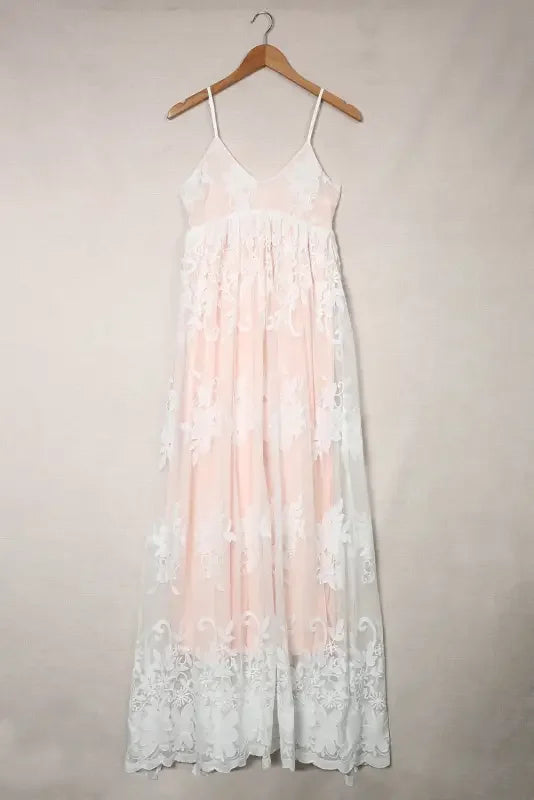 Floral Crochet Lace Ruffled Maxi Dress | Fashionsarah.com