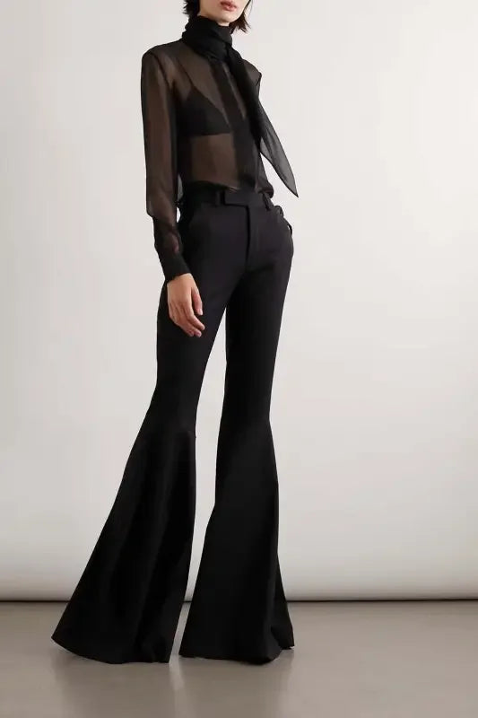 Women See Through Bow Lace-Up Shirt | Fashionsarah.com