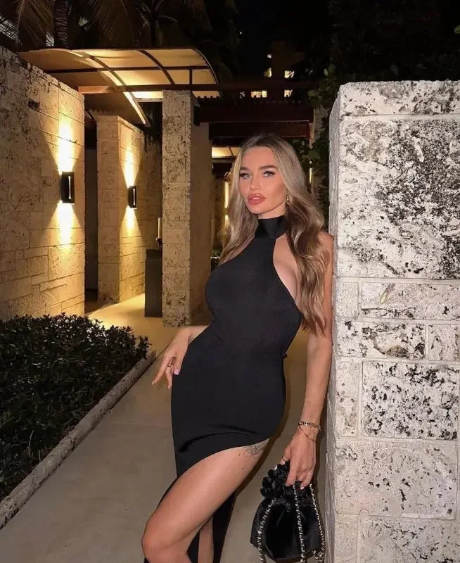 Halter Sleeveless Maxi Bodycon Dress | Fashionsarah.com