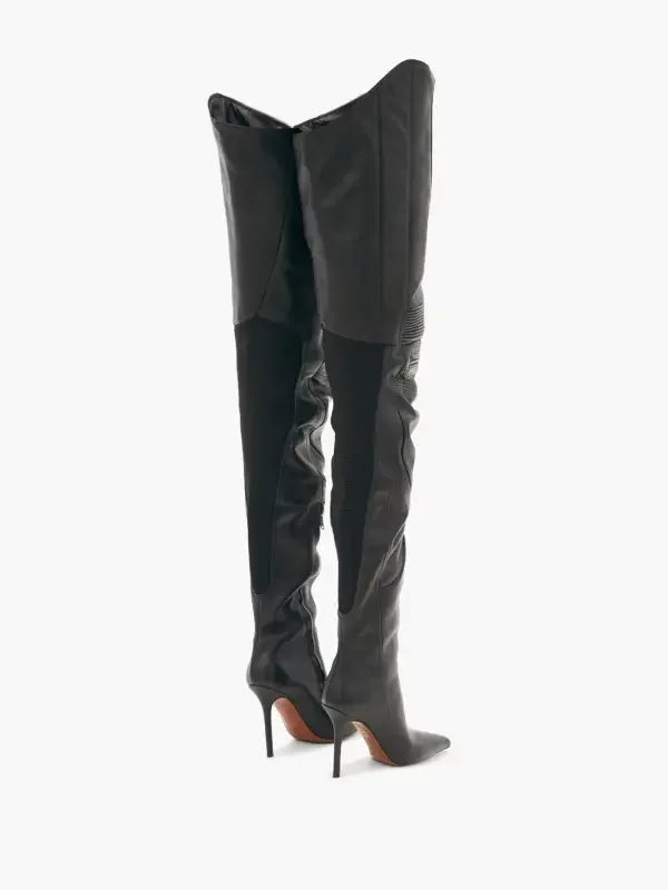 Black thigh-high stiletto boots from Catwalk Boots Spring Long Boots collection