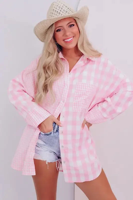 Women Pink Mix Long Sleeve Shirt | Fashionsarah.com