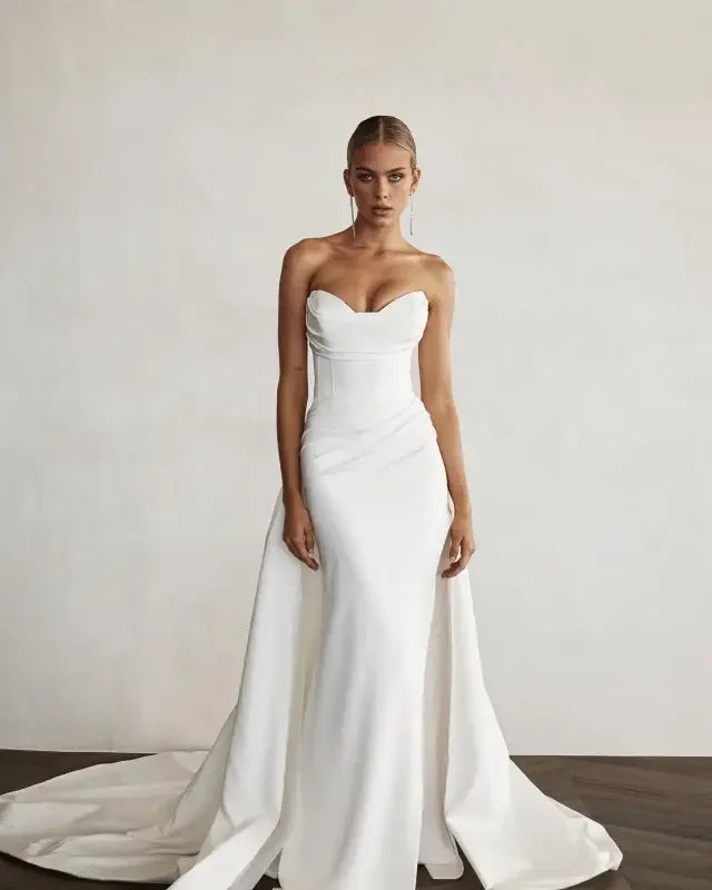 Modern Bridal Dress with Front Slit and Gown | Fashionsarah.com