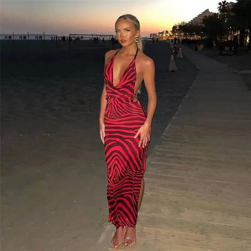 Summer Striped Split Dress | Fashionsarah.com