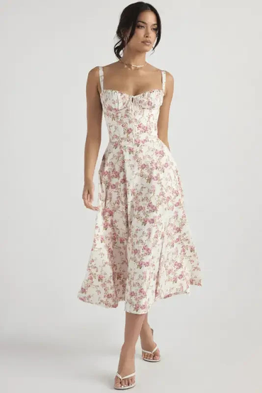 Elegant Floral Print Split Dresses S-5XL | Fashionsarah.com