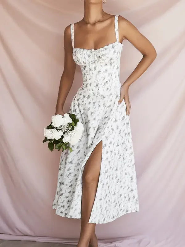 Elegant Floral Print Split Dresses S-5XL | Fashionsarah.com