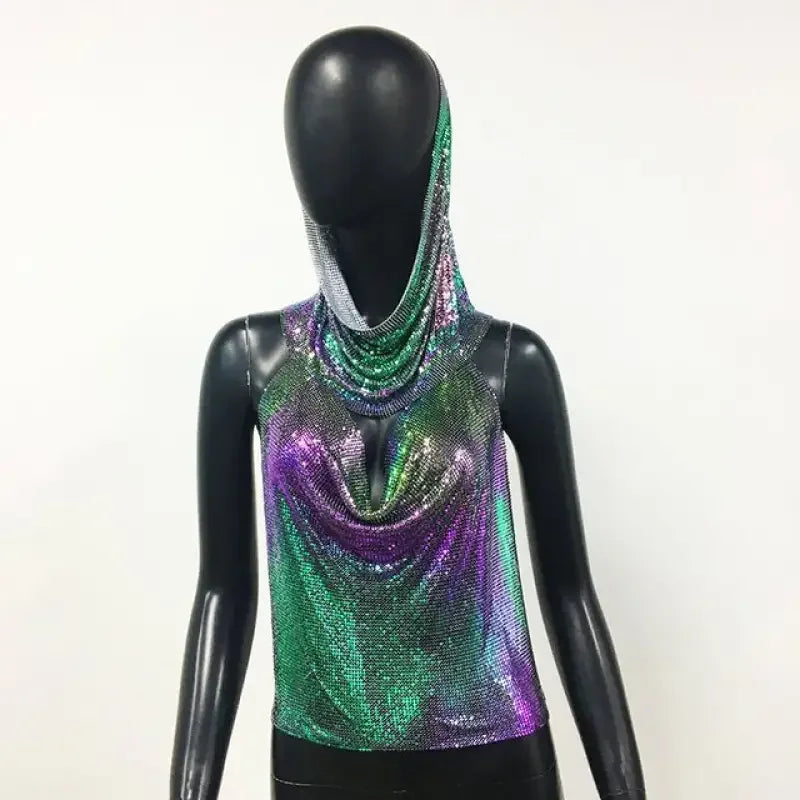 Fashionsarah.com Metallic Tops with Headscarf