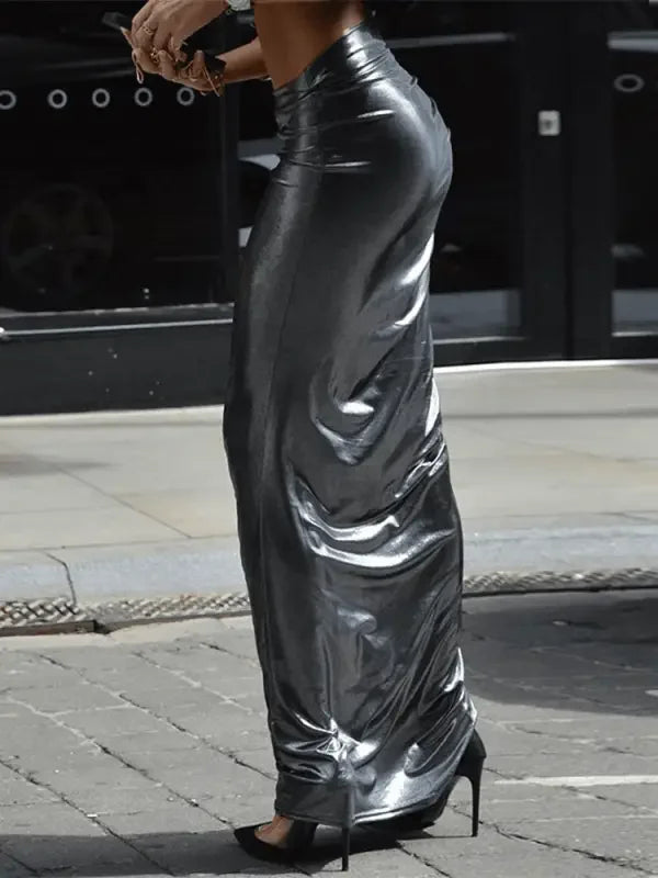 Streetwear Ruched Bodycon Long Skirt | Fashionsarah.com