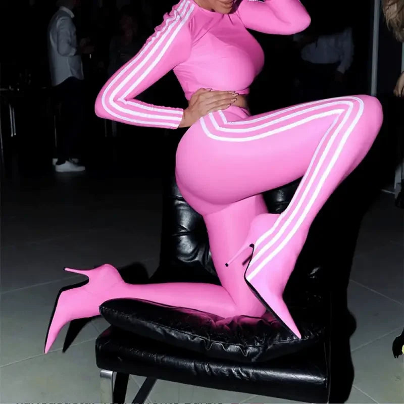 Elastic Stripe One Piece Pointed Boots | Fashionsarah.com