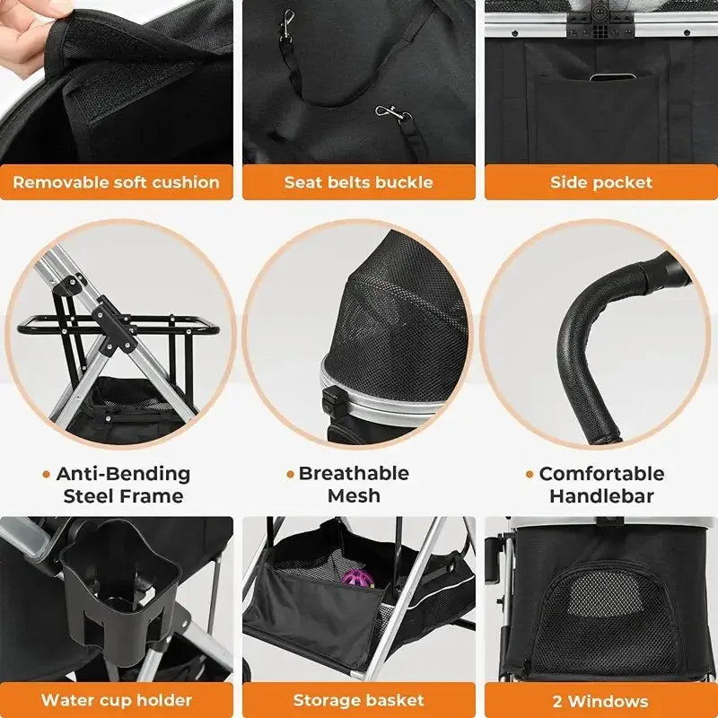 Pet Stroller Premium 3-in-1 | Fashionsarah.com