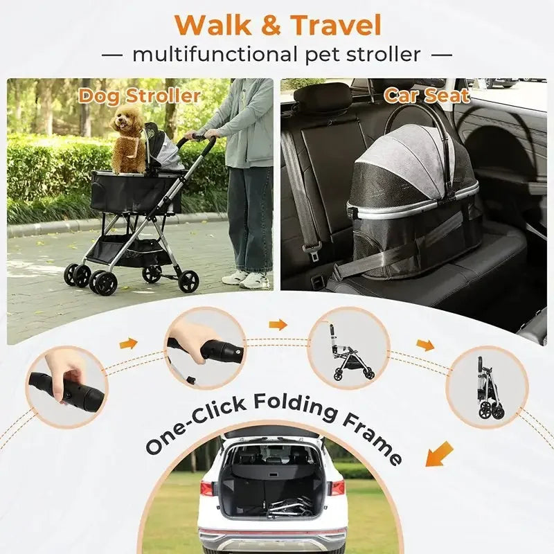 Pet Stroller Premium 3-in-1 | Fashionsarah.com