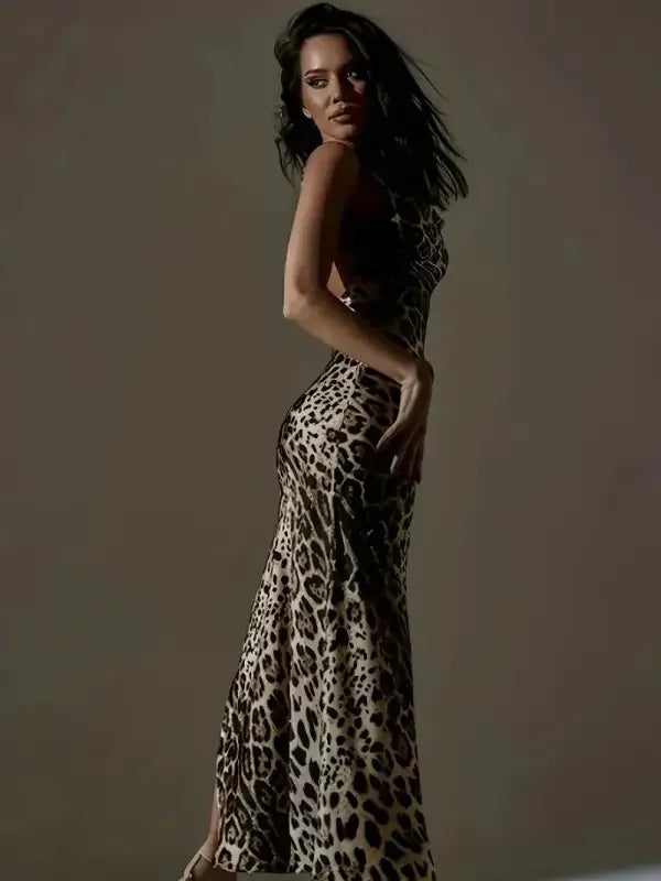 Leopard High Split Nightdress | Fashionsarah.com