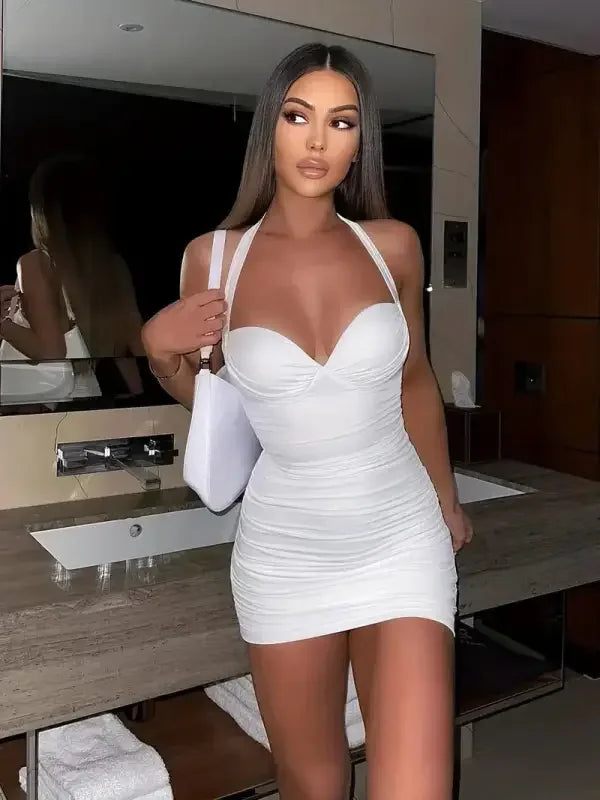 Ruched Halter Neck Dress | Fashionsarah.com