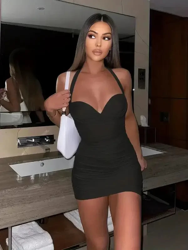 Ruched Halter Neck Dress | Fashionsarah.com