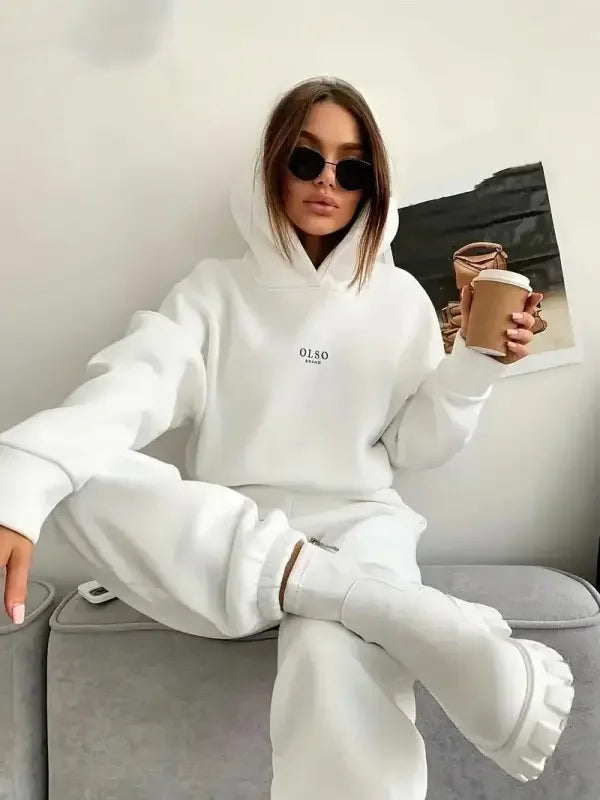 Fleece Hooded  Women Sweatshirt Sets | Fashionsarah.com
