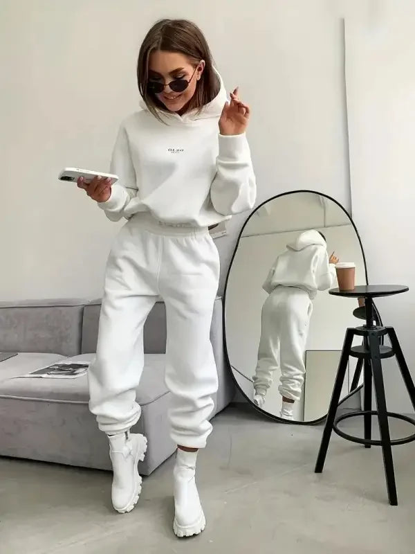 Fleece Hooded  Women Sweatshirt Sets | Fashionsarah.com