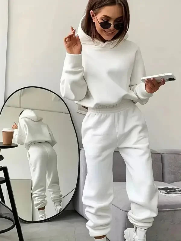 Fleece Hooded  Women Sweatshirt Sets | Fashionsarah.com