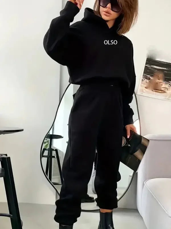 Fleece Hooded  Women Sweatshirt Sets | Fashionsarah.com