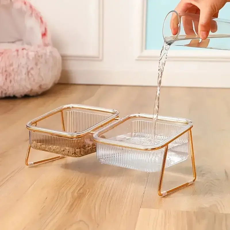 Transparent Double Pet's Bowl | Fashionsarah.com
