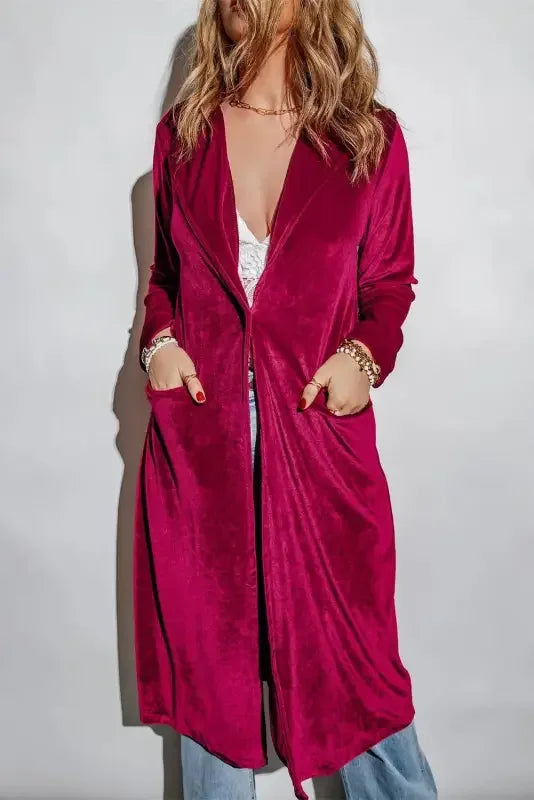 Retro Velvet Long Sleeve Pocket Coats | Fashionsarah.com
