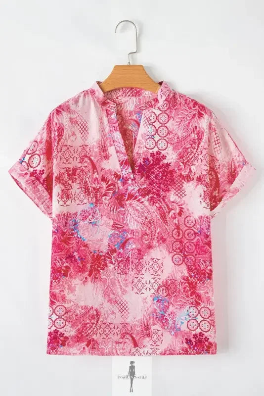 Fashionsarah.com Fashionsarah.com Pink Floral Sheath Long Sleeve Shirt