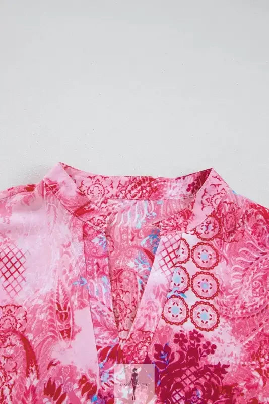 Fashionsarah.com Fashionsarah.com Pink Floral Sheath Long Sleeve Shirt