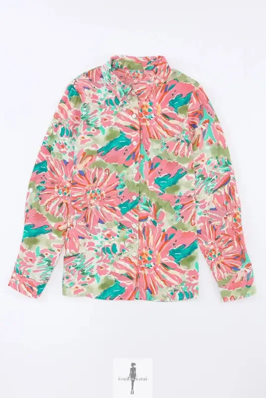 Fashionsarah.com Fashionsarah.com Pink Floral Sheath Long Sleeve Shirt