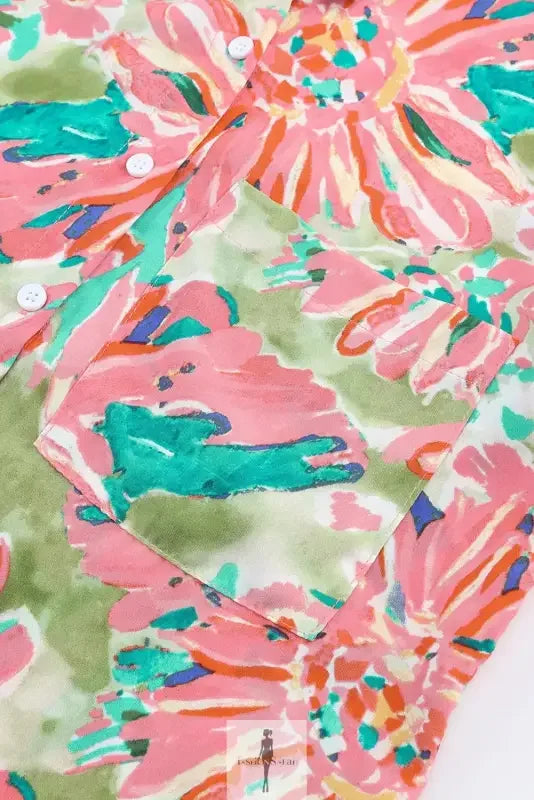 Fashionsarah.com Fashionsarah.com Pink Floral Sheath Long Sleeve Shirt