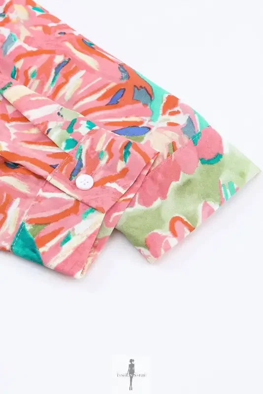 Fashionsarah.com Fashionsarah.com Pink Floral Sheath Long Sleeve Shirt