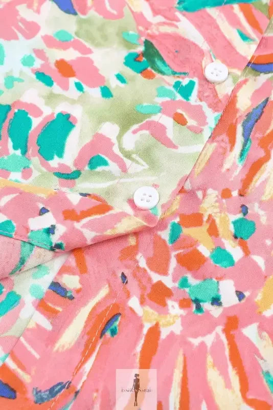 Fashionsarah.com Fashionsarah.com Pink Floral Sheath Long Sleeve Shirt