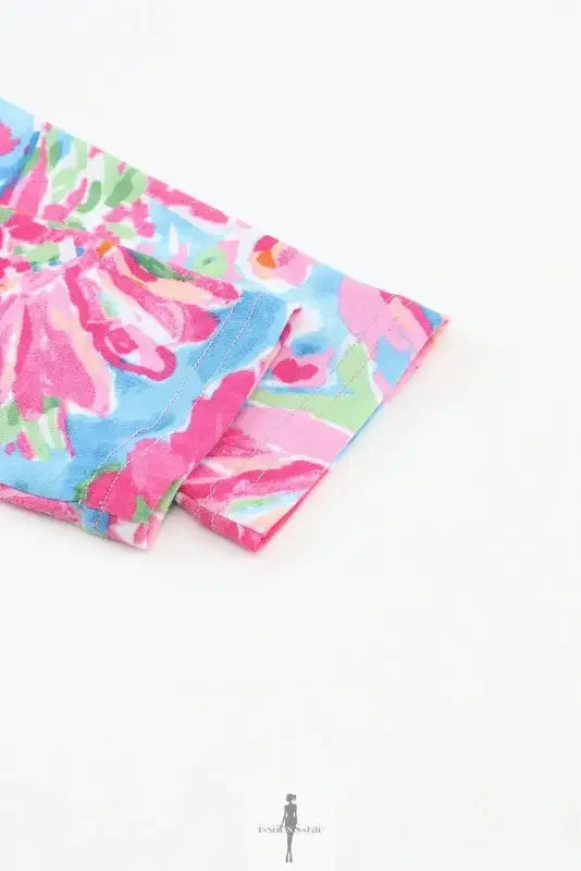 Fashionsarah.com Fashionsarah.com Pink Floral Sheath Long Sleeve Shirt