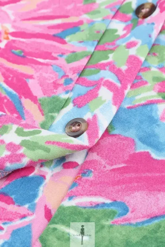 Fashionsarah.com Fashionsarah.com Pink Floral Sheath Long Sleeve Shirt