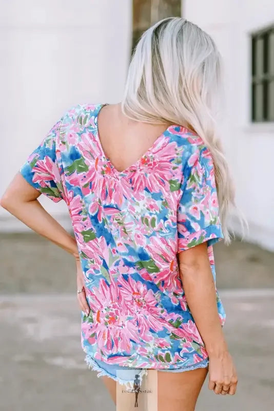 Fashionsarah.com Fashionsarah.com Pink Floral Sheath Long Sleeve Shirt