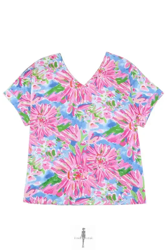 Fashionsarah.com Fashionsarah.com Pink Floral Sheath Long Sleeve Shirt