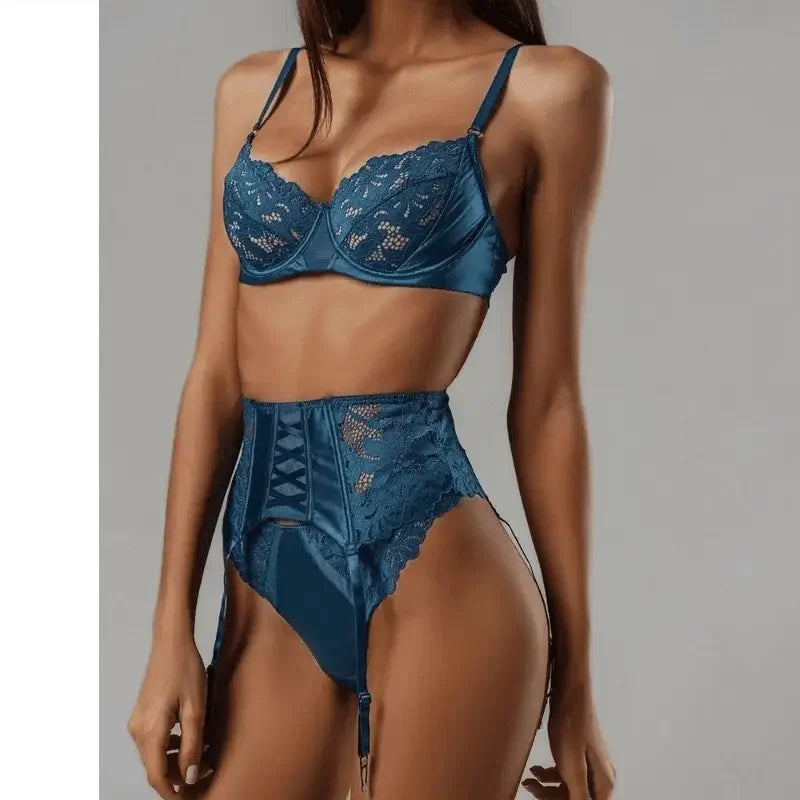 3 Pcs Lace Lingerie Bra and Panty Set | Fashionsarah.com