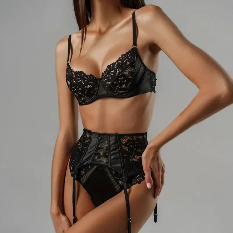 3 Pcs Lace Lingerie Bra and Panty Set | Fashionsarah.com