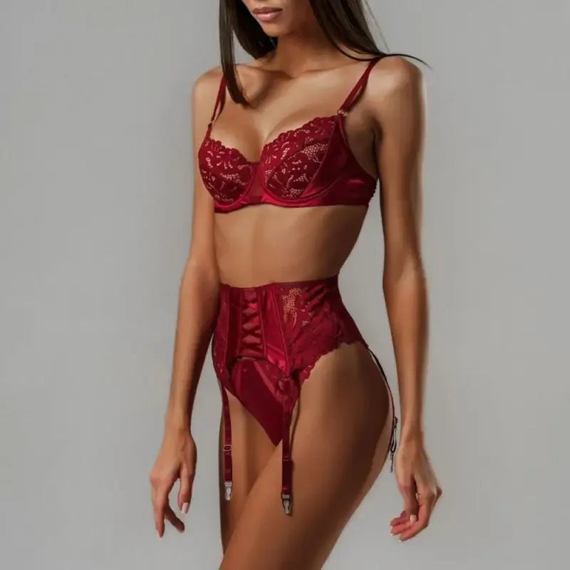 3 Pcs Lace Lingerie Bra and Panty Set | Fashionsarah.com