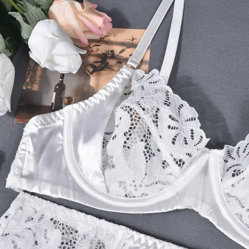 3 Pcs Lace Lingerie Bra and Panty Set | Fashionsarah.com