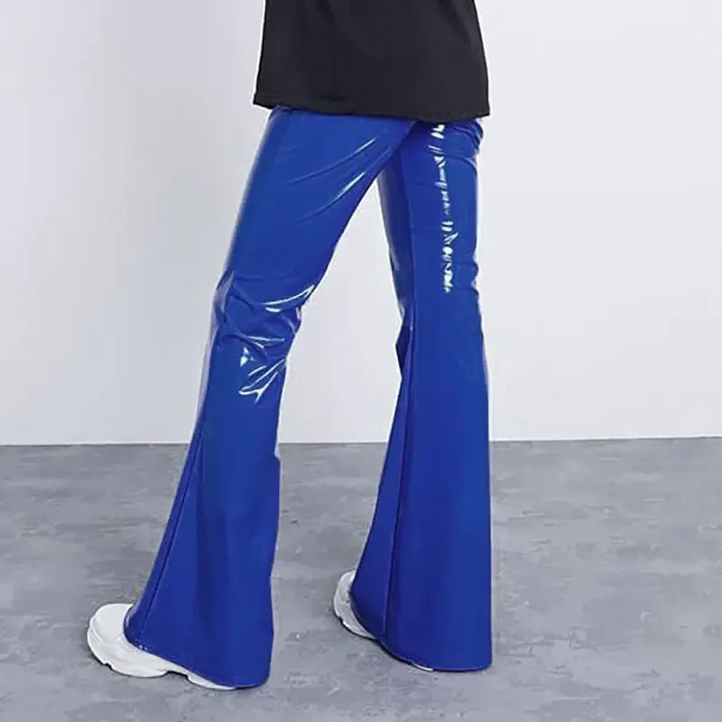 Women Slim Flar Long Leather Trousers | Fashionsarah.com